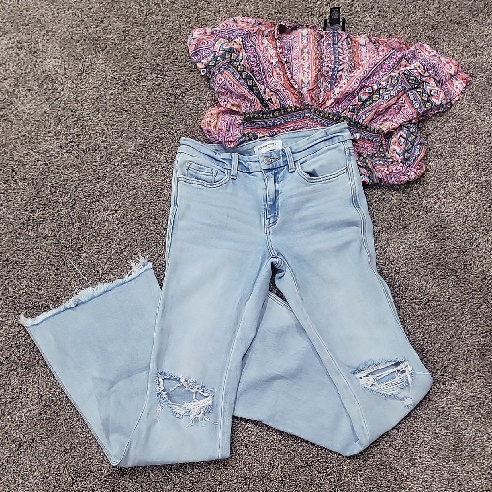 Flying Monkey Light Blue Flare Jeans
